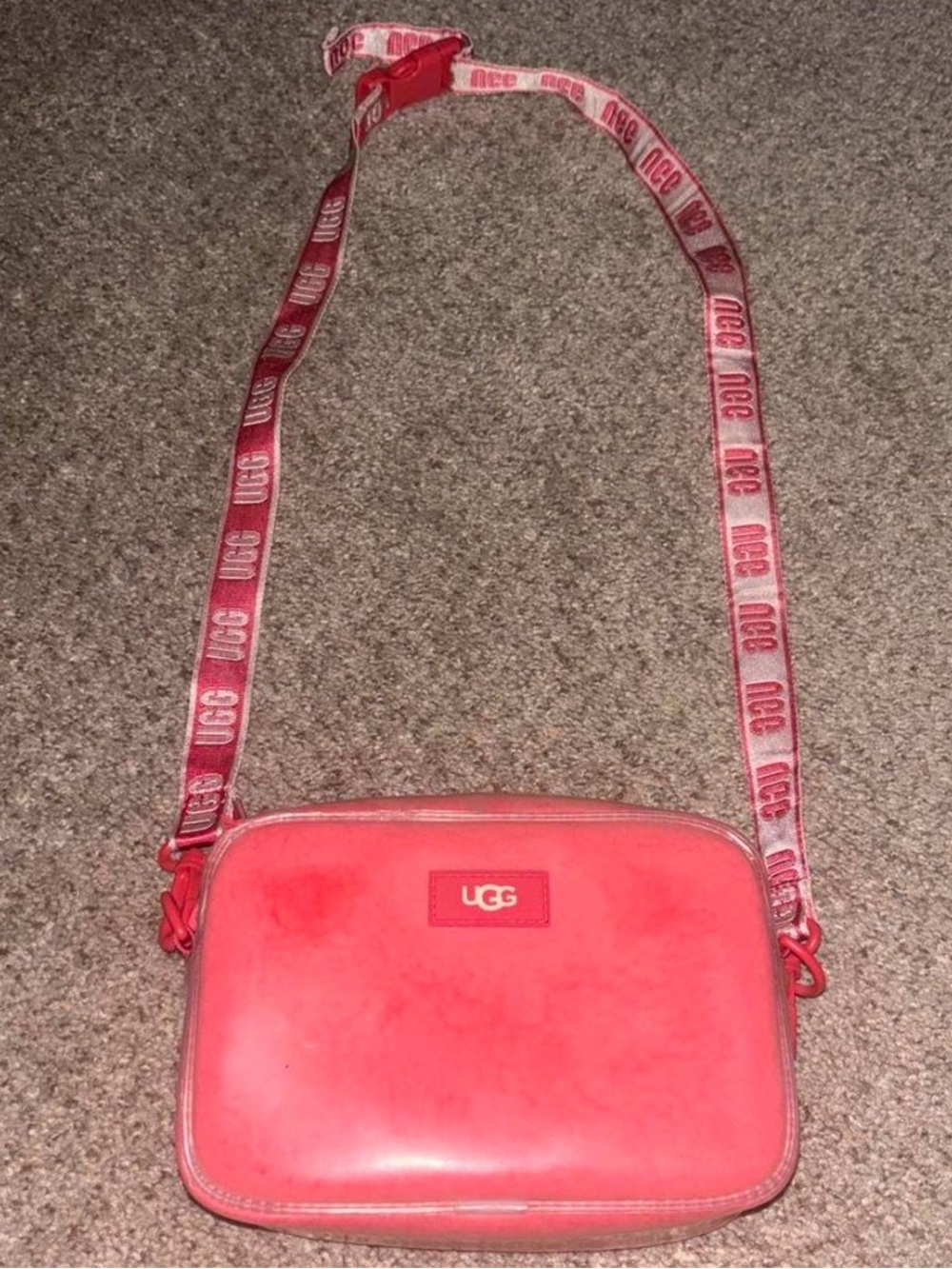 UGG Coral-Pink Crossbody Bag with Branded Strap